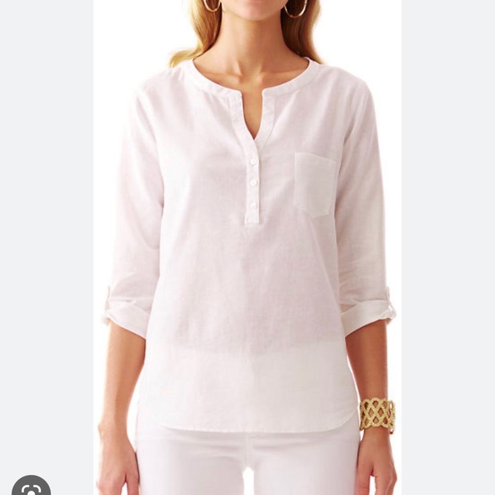 Lilly Pulitzer White Linen Tunic Top